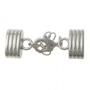 Metalen Eindkap set 12x6mm met verlegketting en karabijnsluiting Antiek zilver